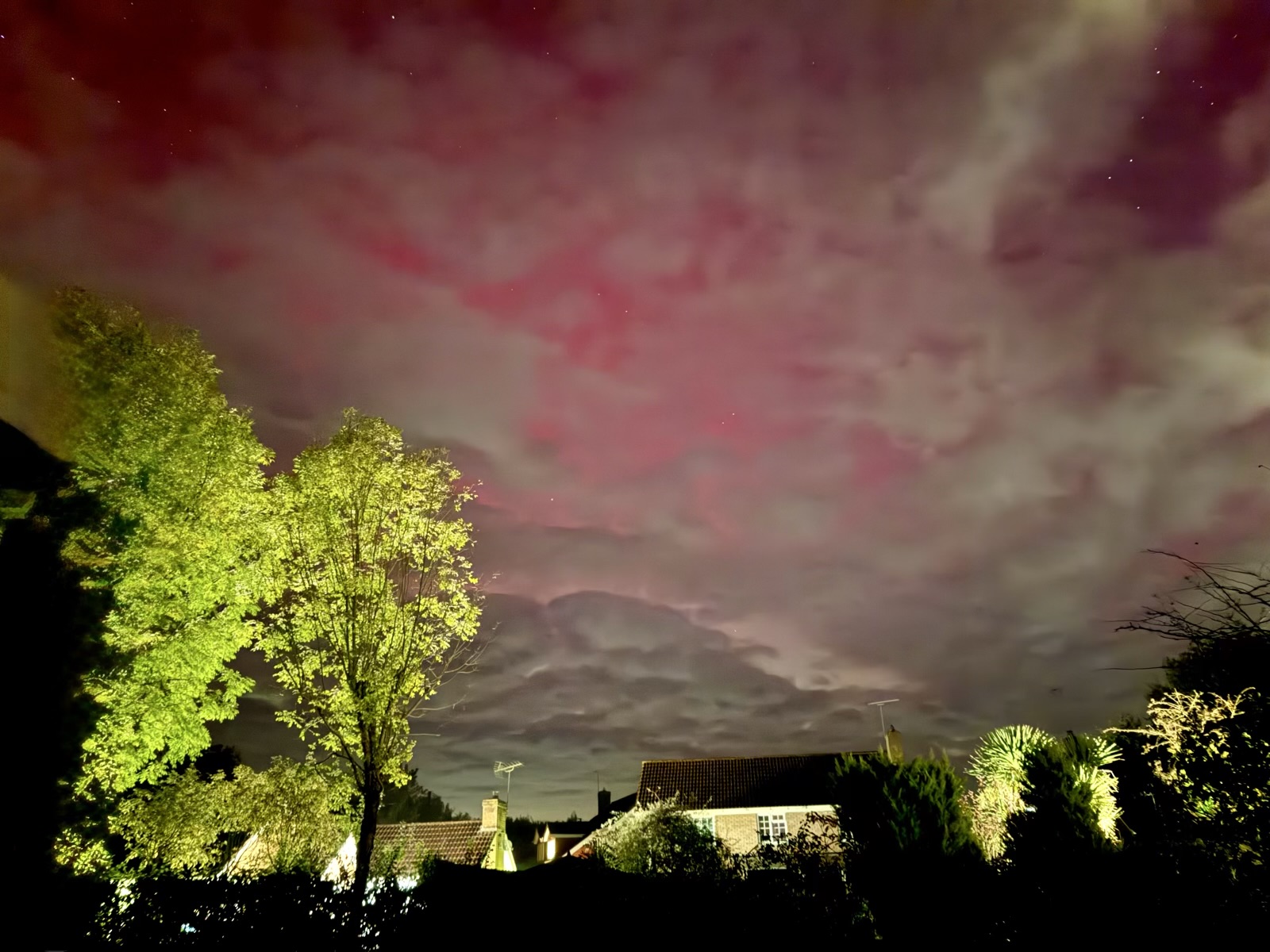 Rare red Aurora Borealis in Southern England